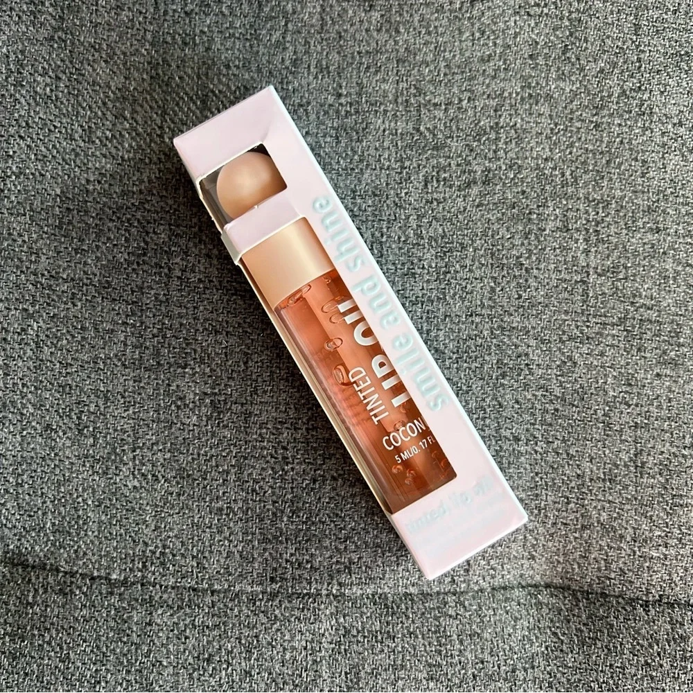 SMILE & SHINE Coconut Tinted Lip Oil, Sheer Tan, 0.17 fl oz